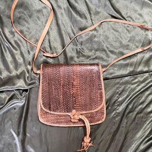 Brown Snake Skin Crossover Bag